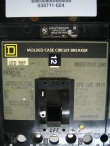 SQUARE D FH36100 Circuit Breaker I Line 100A FA 3pole  