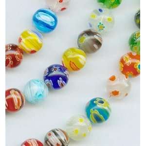  #5252   6mm Round Millefiori Mix   25 beads Arts, Crafts 