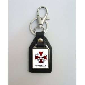  Resident Evil Umbrella Corp Leather Keychain Key Ring 
