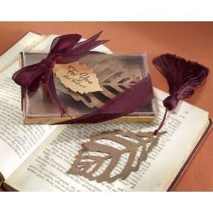  Wedding Favors Turning Leaves Bookmark with Burgundy Silk 