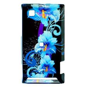   Motorola Devour A555 Accessory   Blue Flower Design Hard Back Cover