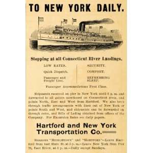  1899 Ad Hartford and New York Transportation Company Steamship Boat 