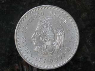 1947 1948 Cinco Pesos Cuauhtemoc 0.900 oz of Silver $5 Mexican Sliver 
