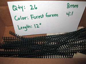 Plastic Spiral Binding Coil, Forest Green, 8mm, 12 Inch  