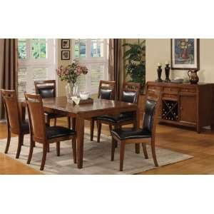  Dining Table W/18leaf and 6 High Back Leather Seat Side 