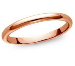 Solid Silk Fit Plain Band Ring 14K Rose Pink Gold 2mm  