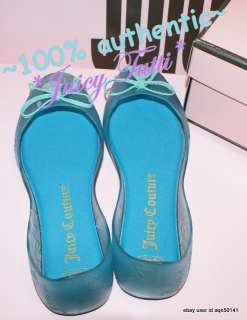 Juicy Couture YUKO Turquoise Jelly Ballet Flat Shoes 8  