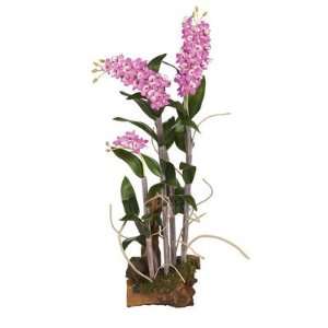 Nearly Natural Dendrobium Silk Orchid Arrangement w/Root Base  
