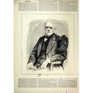  1882 Portrait Auber Old Man Sitting Chair Antique Print 