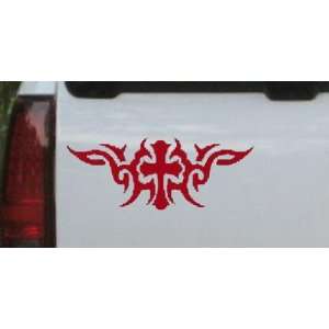 Red 48in X 18.8in    Christian Cross with Tribals Car Window Wall 
