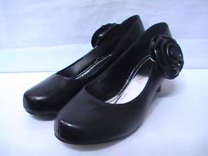 Girls Black Dress Shoes Pumps (Carrie 36) Yth Sz 11  