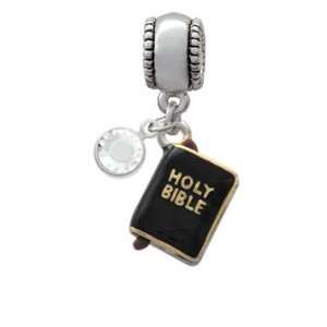 Black Bible with Gold Words   3 D Charm European Charm Bead Hanger 