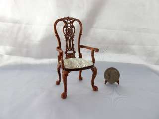Carved walnut arm chair for 1/12 doll house  