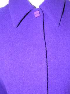 THIERRY MUGLER Size 12 Purple Wool Fluff Jacket  