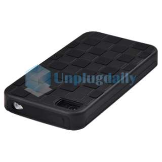 Black/Smoke Checkered Snap On Case+Car Holder Mount For iPhone 4 4G 4S 