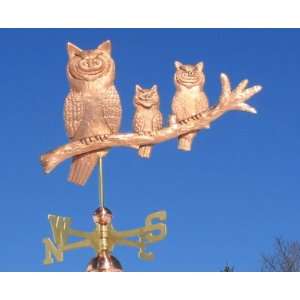  COPPER 3 OWLS WEATHERVANE WSOLID BRASS/DIRECTIONALS 