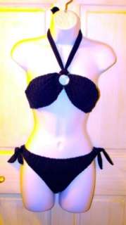 GIANNI BINI Navy Eyelet Crochet Ladys bikini swimsuit NEW WITH TAGS 