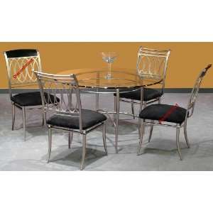 pc Julia Round Leg Dining Table Set by Chintaly Imports   Brushed 