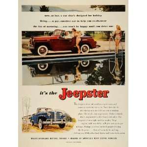  1949 Ad Willys Overland Jeepster Convertible Sunbathing 