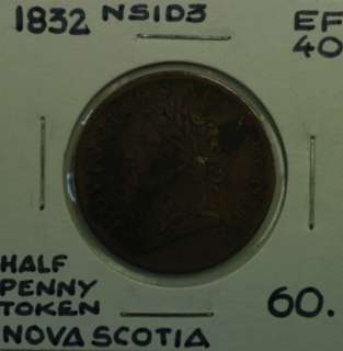1832 Nova Scotia Half Penny Token EF 40  