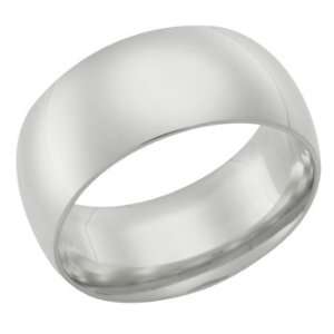  10.0 Millimeters White Gold Polished Wedding Band Ring 