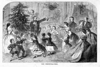 WINSLOW HOMER, THE CHRISTMAS TREE, ANTIQUE 1858 PRINT  