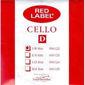    Sensitive Cello D Red Label 1/8 Size Orchestra Nickel, SS612 1/8O