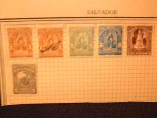 Nice group of 6 early El Salvador stamps including 1892 Columbus 5 c 