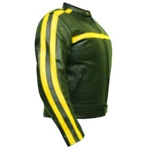  NEW TWO TONE MOTORCYCLE LEATHER ARMOR JACKET YELLOW XL 