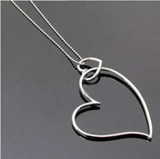 Lovely Double Heart Shape High Luster Fashion Lady Girl Necklace 