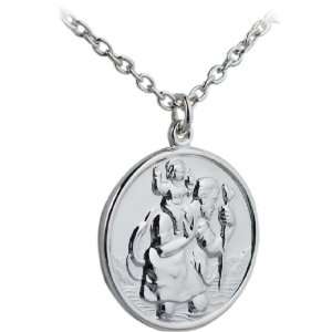 British Jewellery Workshops Silver 30mm round St Christopher with 