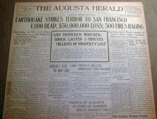 18 1906 newspaper SAN FRANCISCO EARTHQUAKE with 1st day BIG headline 