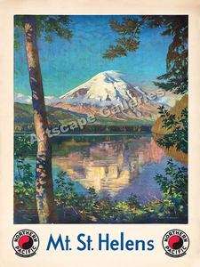 1920s Mt. St. Helens Vintage Style Travel Poster 18x24  