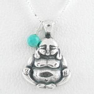   in Sterling Silver with a Turquoise Bead on a 16 Box Chain, #8517
