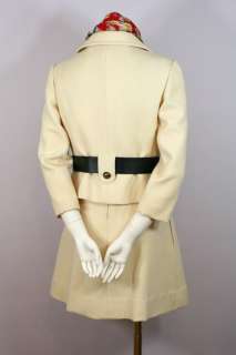 Vintage 1960s MOD Cream Wool GINALA Dress SUIT Jacket S  