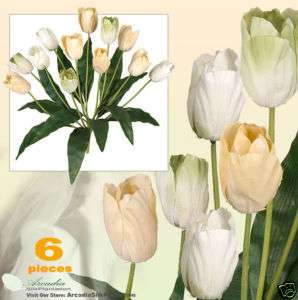 Six 19 Tulip Artificial Flower Bush Plant Wedding YLG  