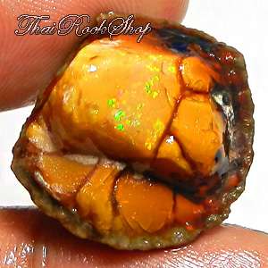 32.2CT. NATURAL FIRE ETHIOPIA CHOCOLATE OPAL ROUGH CRYSTAL NODULE 
