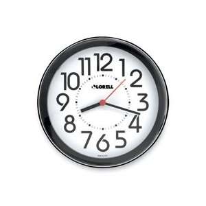   Clock, 9 in., Arabic Numerals, White Dial/Black Frame