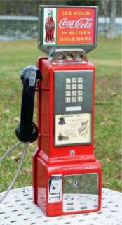 VINTAGE RESTORED PHONE WESTERN ELECTRIC COCA COLA RED PUSH PAY STATION 