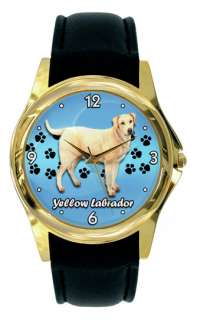 YELLOW LABRADOR DOG LOVER SILVER GOLD WATCH BLUE D91  