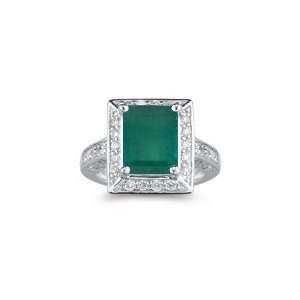  0.91 Ct Diamond & 2.49 Cts Emerald Ring in 14K White Gold 