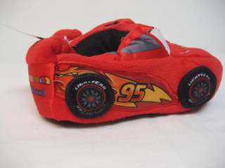 DISNEY CARS 2 LIGHTNING MCQUEEN RED RACE CAR SLIPPERS BOYS XL 11/12 