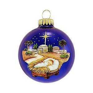  Baby Jesus In Manger Glass Ornament