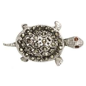  Marcasite Turtle with Garnet Eye Pin Jewelry