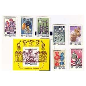 Chess on Stamps Souvenir Sheet World Champions + 7 Art of Chess Pieces 