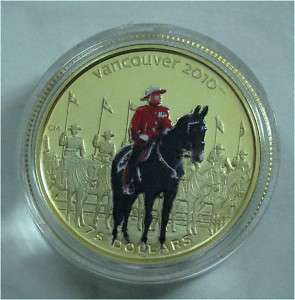 CANADA 2010 OLYMPICS $75 DOLLARS GOLD COIN COLOR RCMP  