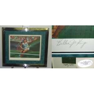  Billie Jean King Framed Signed 18x22 Vint Art JSA COA 