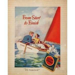  1933 Print Ad Lucky Strike Cigarettes Sailboat Sailing 