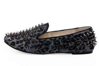New Fashion Women Spike Punk Studded rivet Loafer flat shoes real 