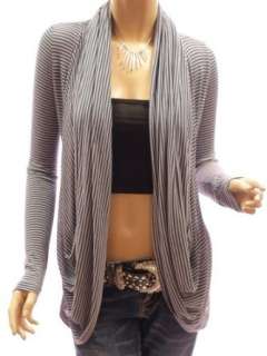   Women Trendy Stripe Long Sleeve Drape Front Cardigan Jacket Clothing